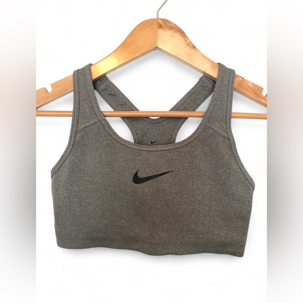 Nike Gray Racerback Sports Bra with Black Swoosh